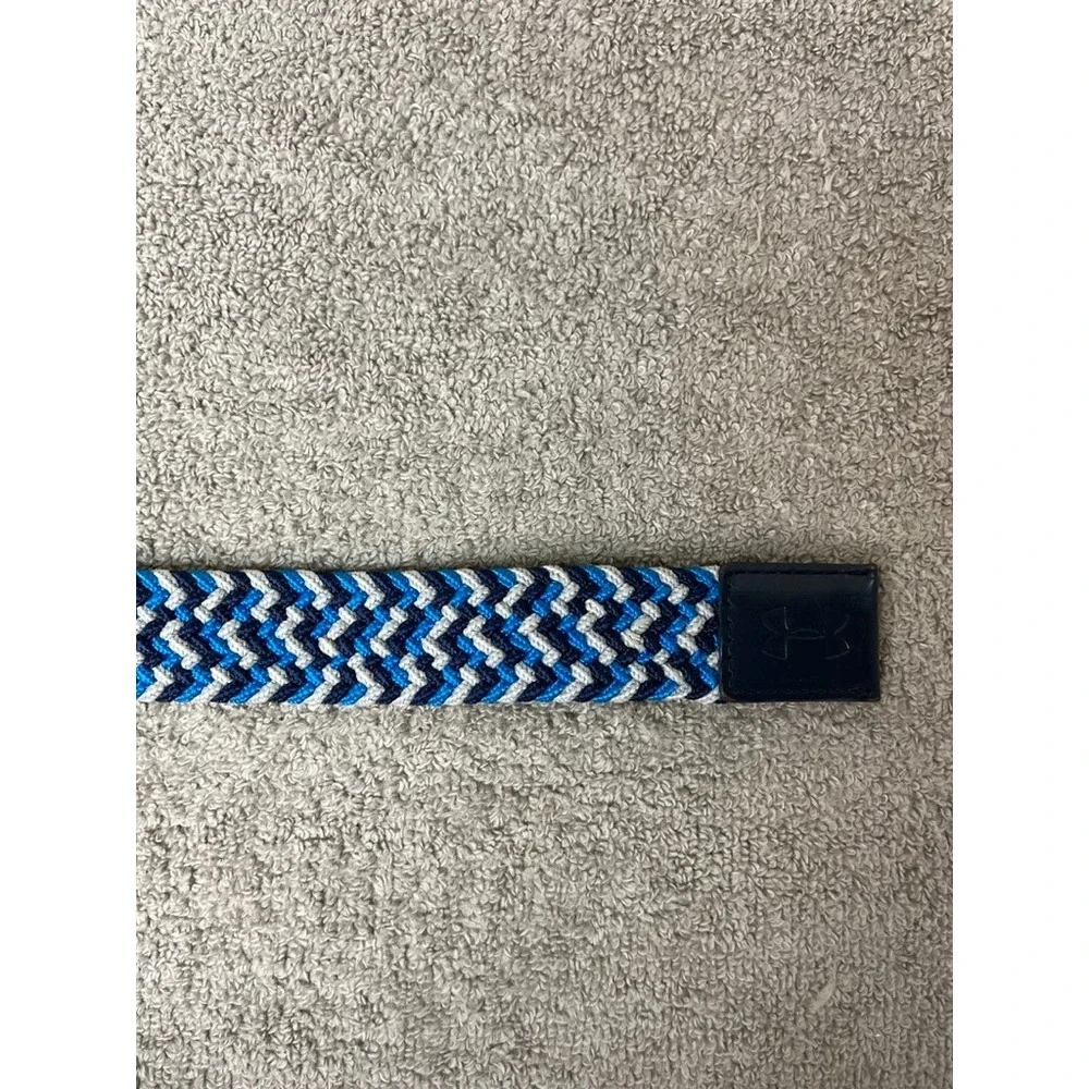 Under Armour Braided Golf Belt Mens Blue Grey Chevron Stretch 1267067 411